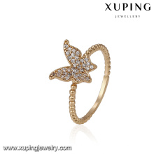 14627 Xuping luxury butterfly shaped Environmental Copper jewelry 18k gold engagement finger ring designs for women